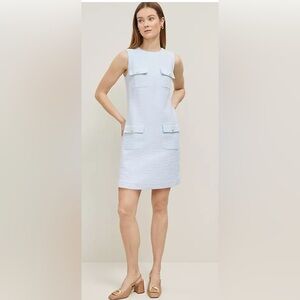 Ann Taylor Light Blue Tweed Shift Dress